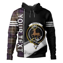 ScotsTee Shop Scottish Scott (Sir Walter) Weathered Clan Crest Tartan Hoodie Quarter Personalized