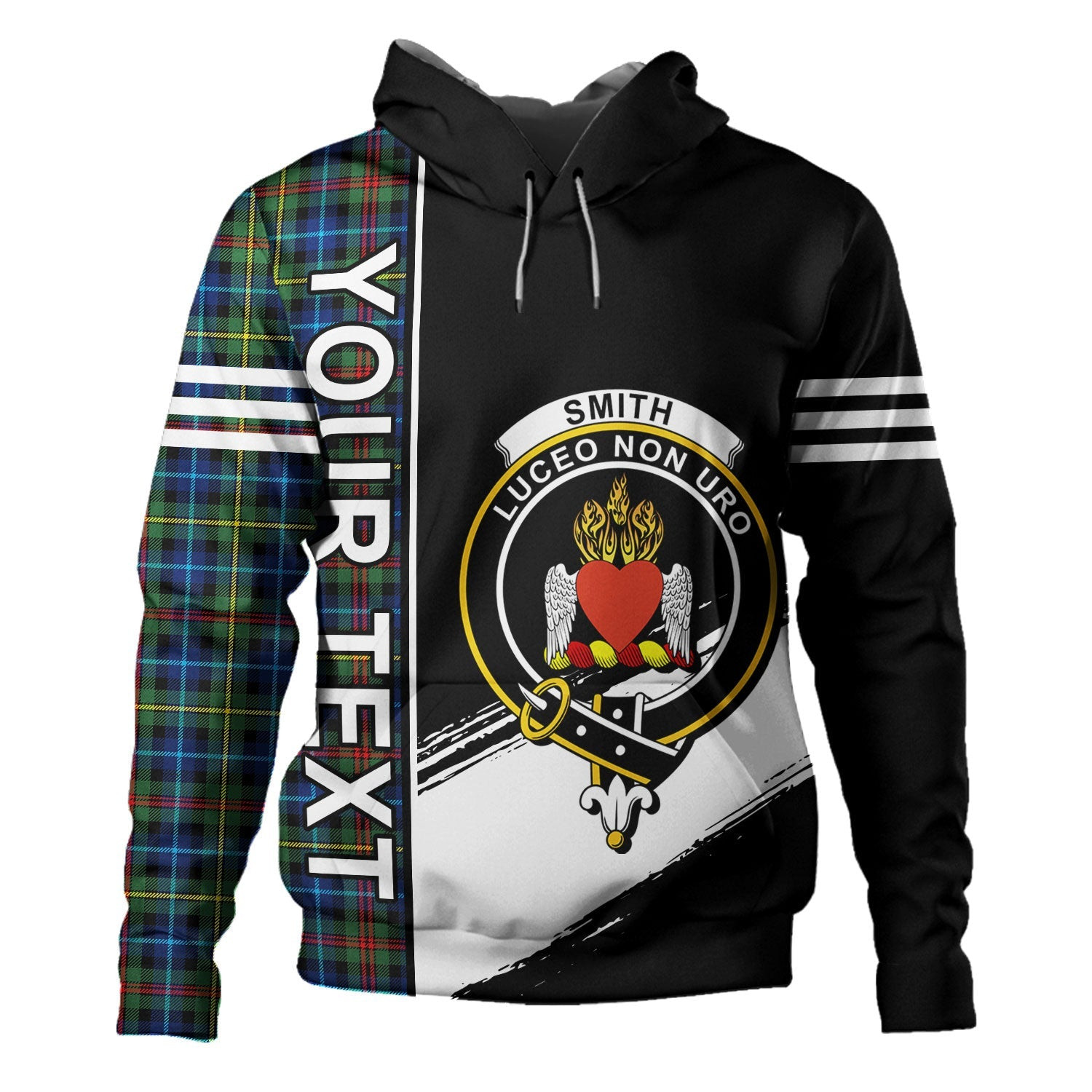 ScotsTee Shop Scottish Smith (MacGowan Hunting) Modern Clan Crest Tartan Hoodie Quarter Personalized