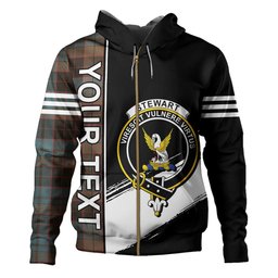 ScotsTee Shop Scottish Stewart Old Weathered Clan Crest Tartan Hoodie Quarter Personalized