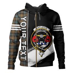 ScotsTee Shop Scottish MacLeod of Skye Weathered Clan Crest Tartan Hoodie Quarter Personalized