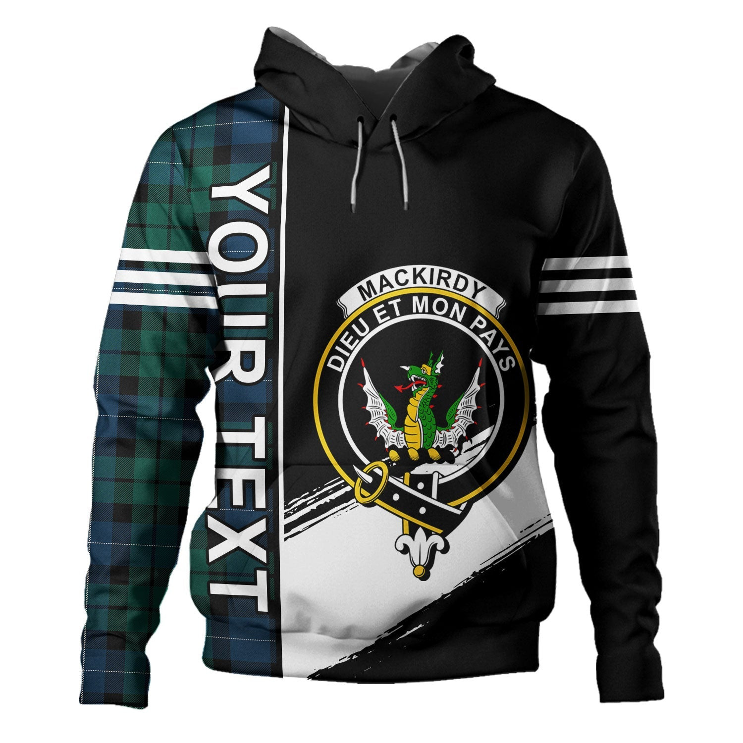 ScotsTee Shop Scottish MacKirdy Modern Clan Crest Tartan Hoodie Quarter Personalized