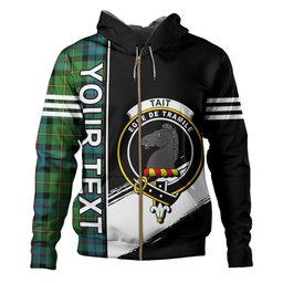 ScotsTee Shop Scottish Tait Ancient Clan Crest Tartan Hoodie Quarter Personalized