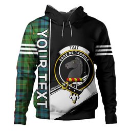 ScotsTee Shop Scottish Tait Ancient Clan Crest Tartan Hoodie Quarter Personalized