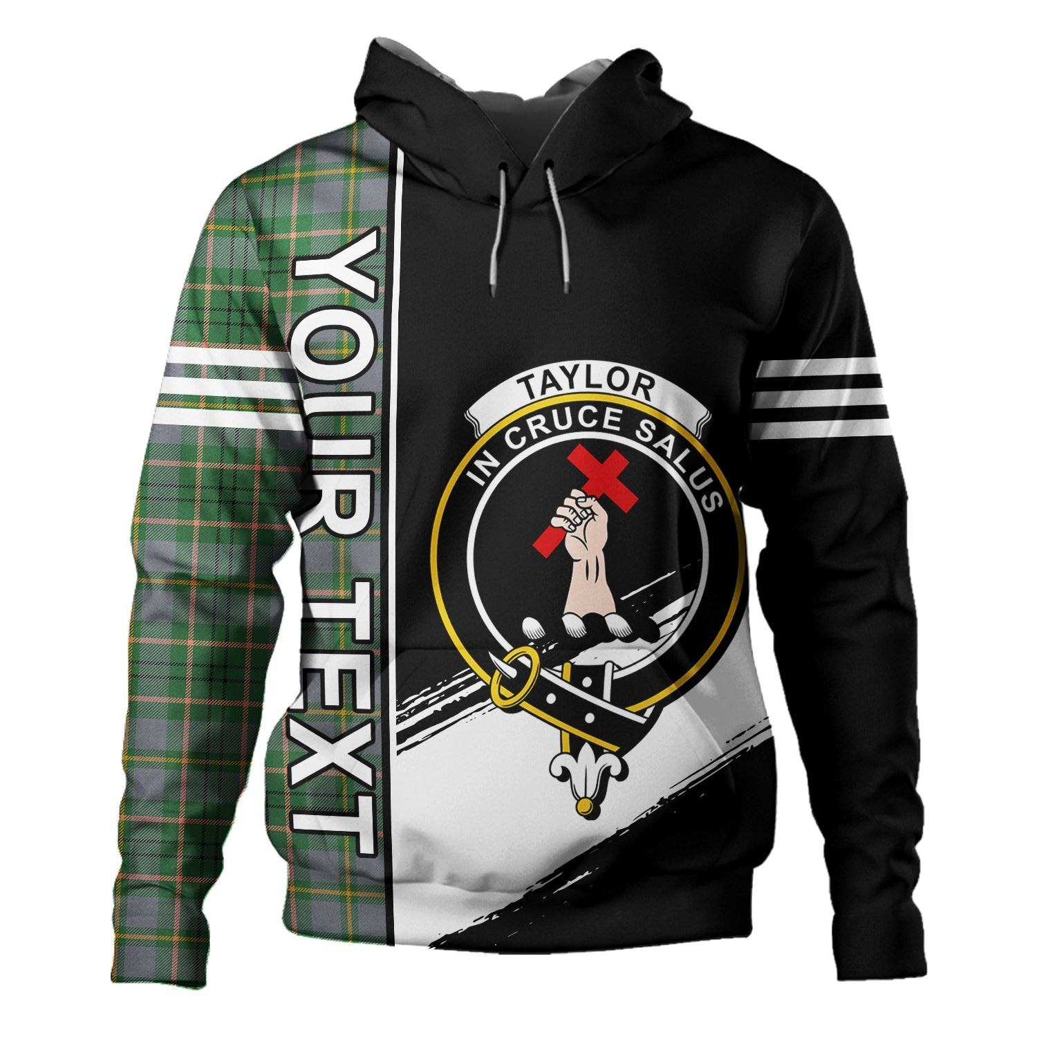 ScotsTee Shop Scottish Taylor Weathered Clan Crest Tartan Hoodie Quarter Personalized