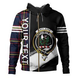 ScotsTee Shop Scottish MacLaine of LochBuie Hunting (MacLaine) Modern Clan Crest Tartan Hoodie Quarter Personalized