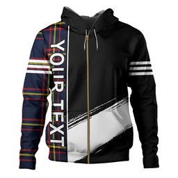ScotsTee Shop Scottish MacLaine of LochBuie Hunting (MacLaine) Modern Clan Crest Tartan Hoodie Quarter Personalized