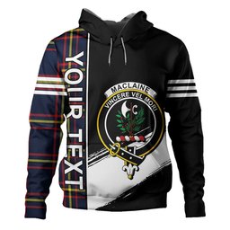 ScotsTee Shop Scottish MacLaine of LochBuie Hunting (MacLaine) Modern Clan Crest Tartan Hoodie Quarter Personalized