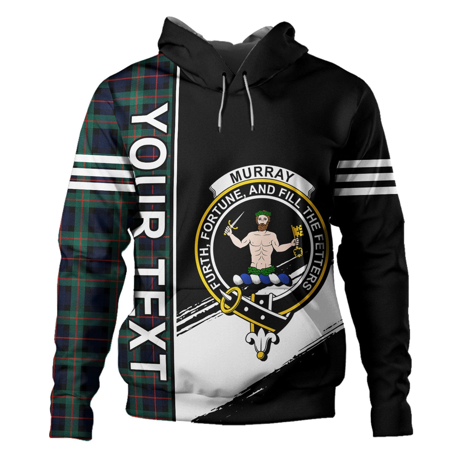 ScotsTee Shop Scottish Murray of Atholl variation (Murray of Atholl; variation) Modern Clan Crest Tartan Hoodie Quarter Personalized