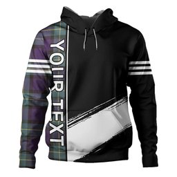 ScotsTee Shop Scottish Sinclair of Ulster Weathered Clan Crest Tartan Hoodie Quarter Personalized