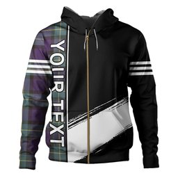 ScotsTee Shop Scottish Sinclair of Ulster Weathered Clan Crest Tartan Hoodie Quarter Personalized