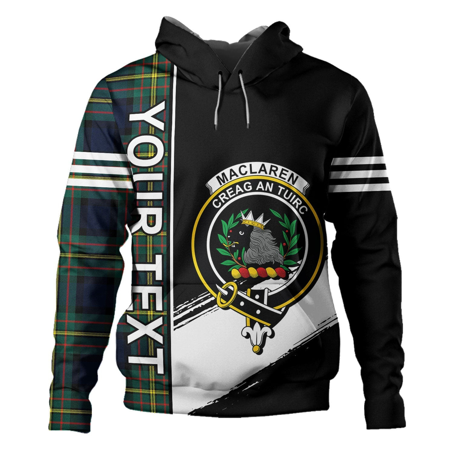 ScotsTee Shop Scottish MacLaren Modern Clan Crest Tartan Hoodie Quarter Personalized