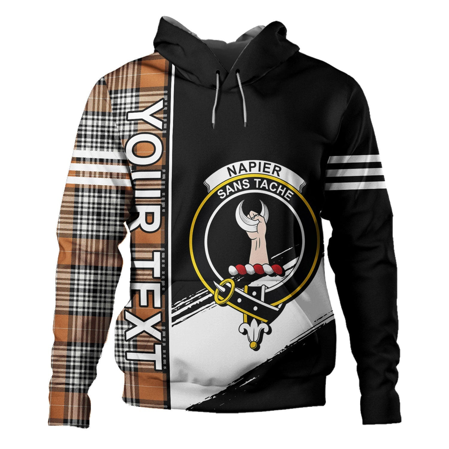 ScotsTee Shop Scottish Napier Rose Modern Clan Crest Tartan Hoodie Quarter Personalized