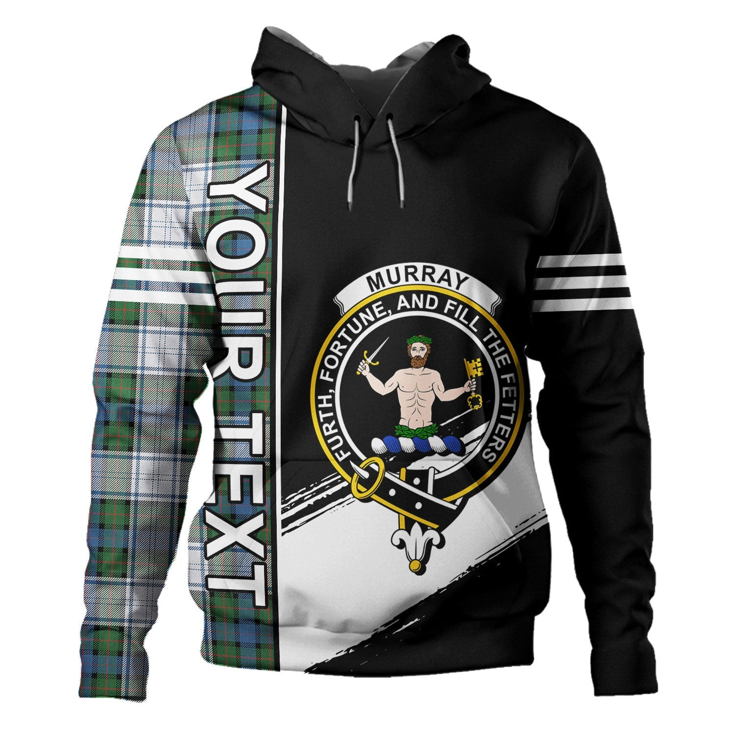 ScotsTee Shop Scottish Murray of Atholl Dress (Murray Dress) Ancient Clan Crest Tartan Hoodie Quarter Personalized