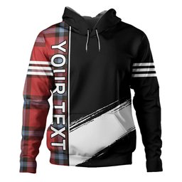 ScotsTee Shop Scottish MacLaine of LochBuie (Cockburn) (MacLaine of LochBuie) Weathered Clan Crest Tartan Hoodie Quarter Personalized