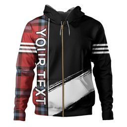 ScotsTee Shop Scottish MacLaine of LochBuie (Cockburn) (MacLaine of LochBuie) Weathered Clan Crest Tartan Hoodie Quarter Personalized