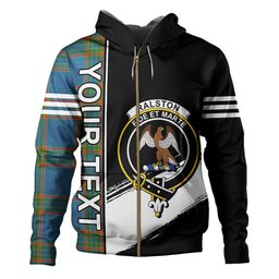 ScotsTee Shop Scottish Ralston UK Ancient Clan Crest Tartan Hoodie Quarter Personalized