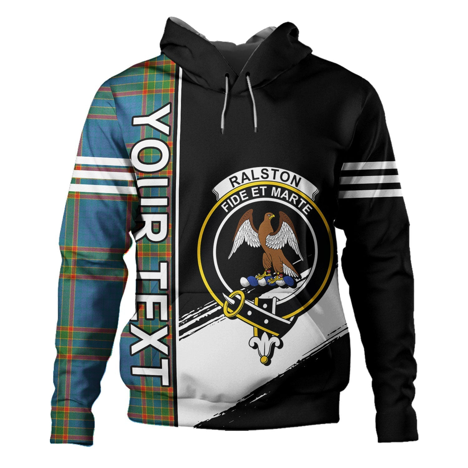 ScotsTee Shop Scottish Ralston UK Ancient Clan Crest Tartan Hoodie Quarter Personalized
