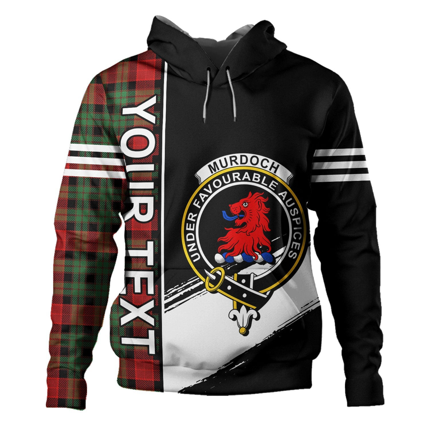 ScotsTee Shop Scottish Murdoch Modern Clan Crest Tartan Hoodie Quarter Personalized