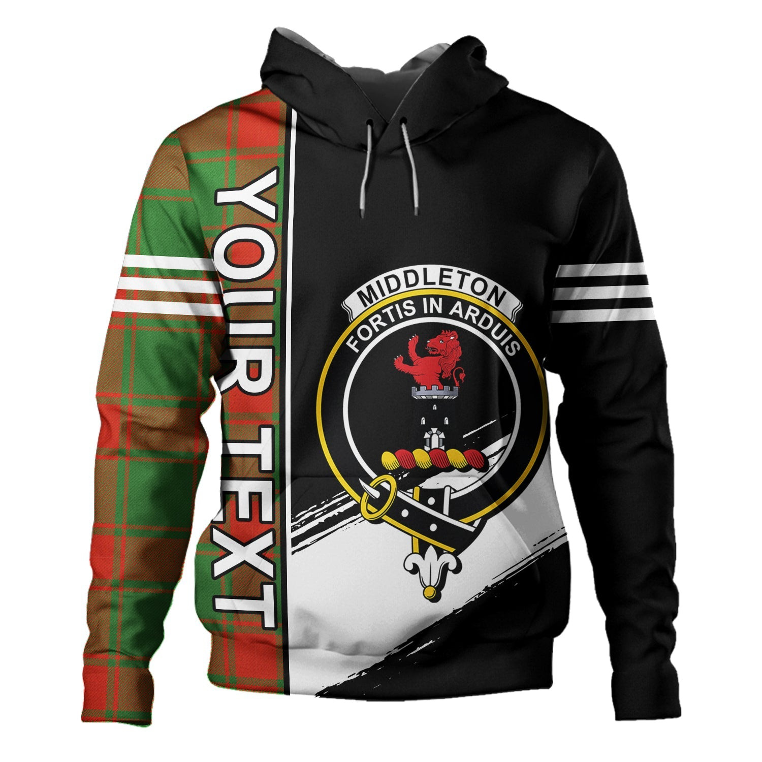 ScotsTee Shop Scottish Middleton Modern Clan Crest Tartan Hoodie Quarter Personalized