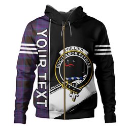 ScotsTee Shop Scottish Phillips Modern Clan Crest Tartan Hoodie Quarter Personalized