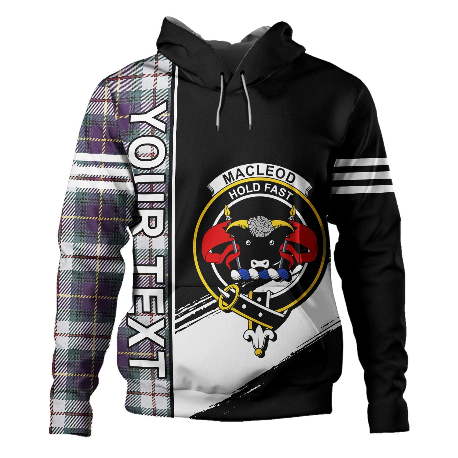 ScotsTee Shop Scottish MacLeod of California Weathered Clan Crest Tartan Hoodie Quarter Personalized