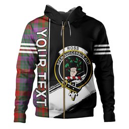 ScotsTee Shop Scottish Ross (Wilsons) Clan Crest Tartan Hoodie Quarter Personalized