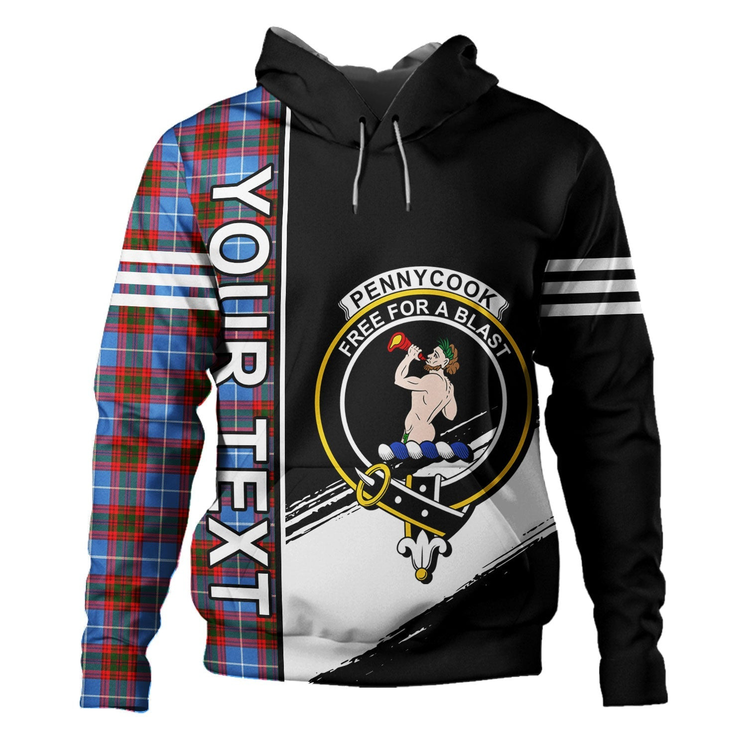 ScotsTee Shop Scottish Pennycook Clan Crest Tartan Hoodie Quarter Personalized
