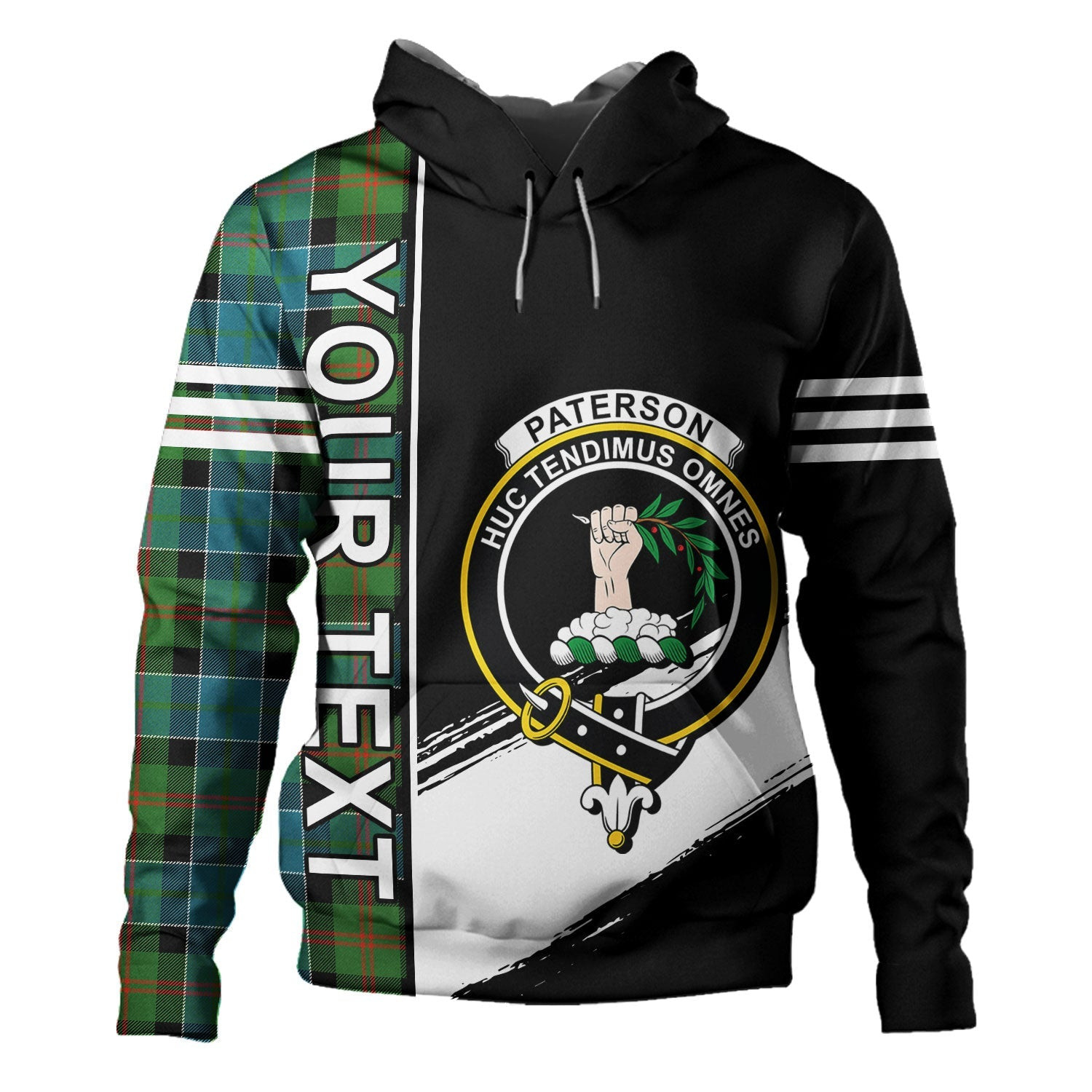 ScotsTee Shop Scottish Paterson Ancient Clan Crest Tartan Hoodie Quarter Personalized