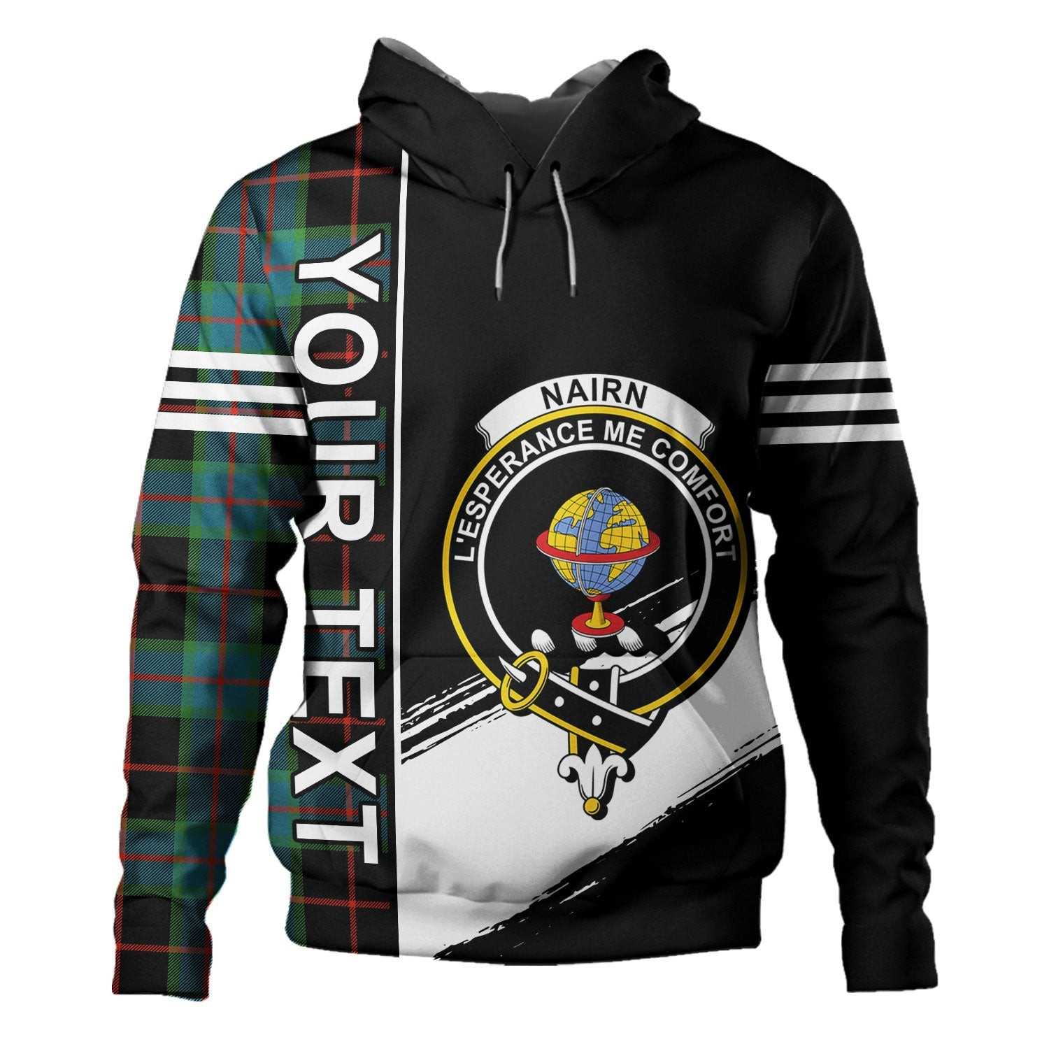 ScotsTee Shop Scottish Nairn Ancient Clan Crest Tartan Hoodie Quarter Personalized