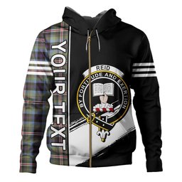 ScotsTee Shop Scottish Reid (Mill City) Weathered Clan Crest Tartan Hoodie Quarter Personalized