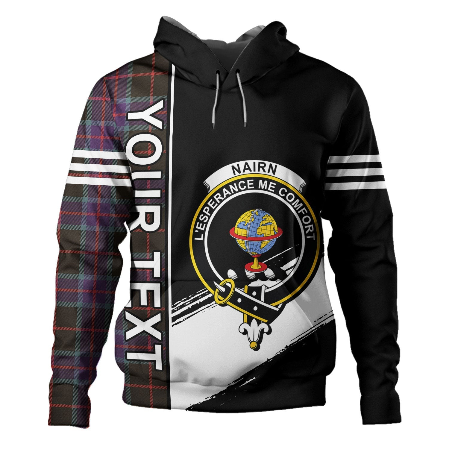ScotsTee Shop Scottish Nairn Weathered Clan Crest Tartan Hoodie Quarter Personalized