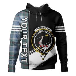 ScotsTee Shop Scottish Thorburn (Thurburn) Weathered Clan Crest Tartan Hoodie Quarter Personalized
