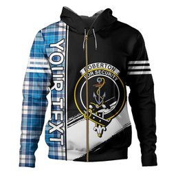 ScotsTee Shop Scottish Roberton Clan Crest Tartan Hoodie Quarter Personalized