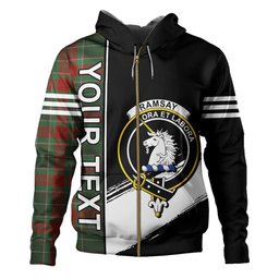 ScotsTee Shop Scottish Ramsay Green Modern Clan Crest Tartan Hoodie Quarter Personalized