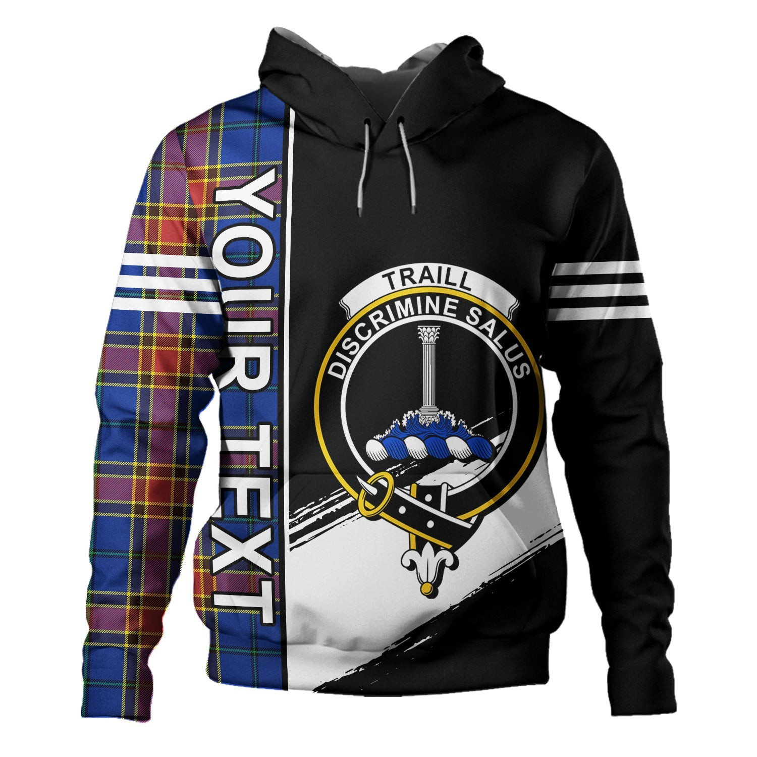 ScotsTee Shop Scottish Traill (Trayle) Modern Clan Crest Tartan Hoodie Quarter Personalized