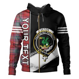 ScotsTee Shop Scottish Seton Weathered Clan Crest Tartan Hoodie Quarter Personalized