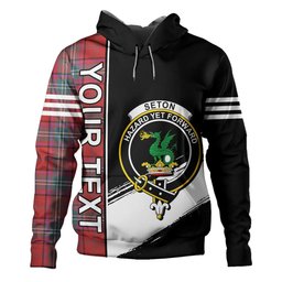 ScotsTee Shop Scottish Seton Weathered Clan Crest Tartan Hoodie Quarter Personalized