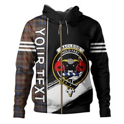 ScotsTee Shop Scottish MacLeod of Skeabost Modern Clan Crest Tartan Hoodie Quarter Personalized