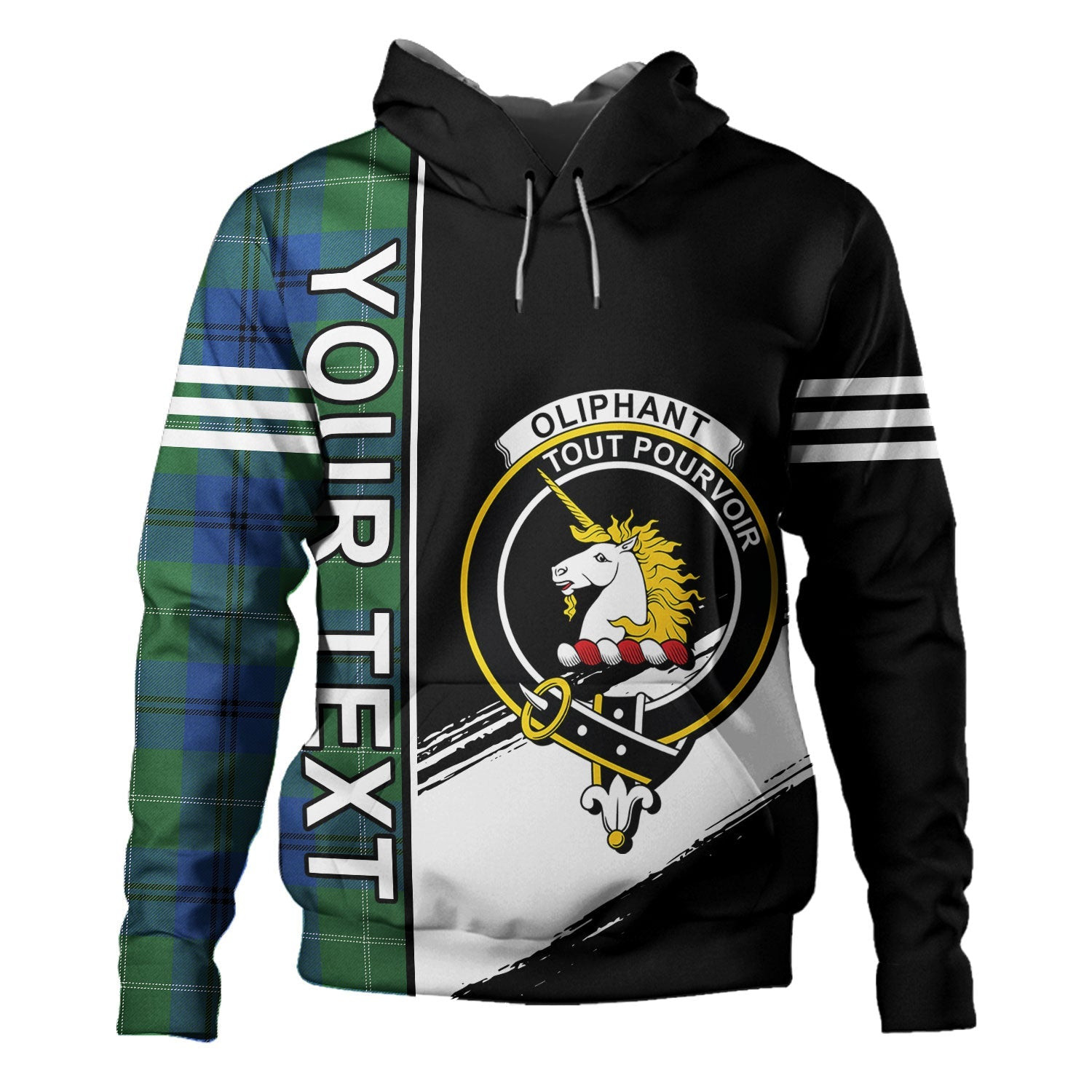 ScotsTee Shop Scottish Oliphant Modern Clan Crest Tartan Hoodie Quarter Personalized