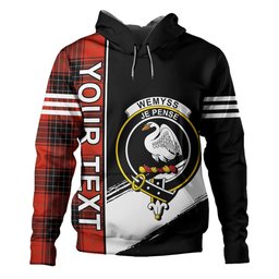 ScotsTee Shop Scottish Wemyss Ancient Clan Crest Tartan Hoodie Quarter Personalized