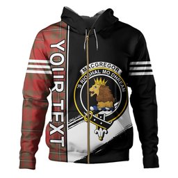 ScotsTee Shop Scottish MacGregor of Cardney (Gregor of Cardney) Weathered Clan Crest Tartan Hoodie Quarter Personalized