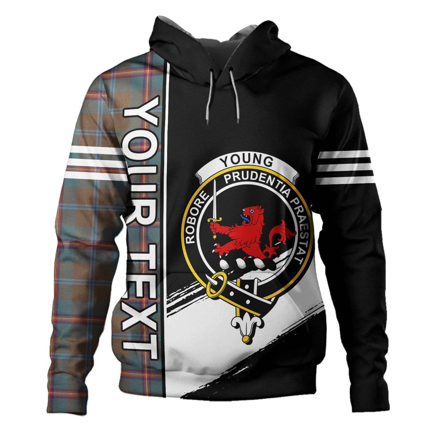 ScotsTee Shop Scottish Young Weathered Clan Crest Tartan Hoodie Quarter Personalized