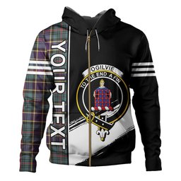 ScotsTee Shop Scottish Ogilvie of Inverarity (Wilson) Weathered Clan Crest Tartan Hoodie Quarter Personalized