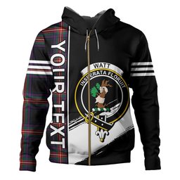 ScotsTee Shop Scottish Watt (Wate) Modern Clan Crest Tartan Hoodie Quarter Personalized