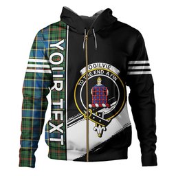 ScotsTee Shop Scottish Ogilvie of Inverarity (Wilson) Ancient Clan Crest Tartan Hoodie Quarter Personalized