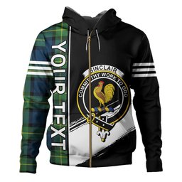 ScotsTee Shop Scottish Sinclair of Ulster Modern Clan Crest Tartan Hoodie Quarter Personalized
