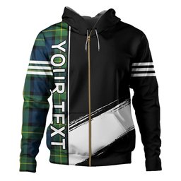 ScotsTee Shop Scottish Sinclair of Ulster Modern Clan Crest Tartan Hoodie Quarter Personalized
