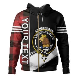 ScotsTee Shop Scottish MacGregor Rob Roy (Gregor Red & Black) Weathered Clan Crest Tartan Hoodie Quarter Personalized