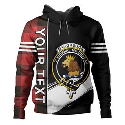 ScotsTee Shop Scottish MacGregor Rob Roy (Gregor Red & Black) Weathered Clan Crest Tartan Hoodie Quarter Personalized