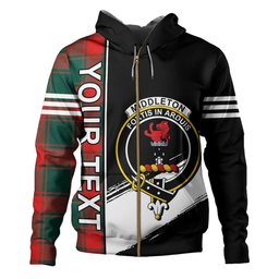 ScotsTee Shop Scottish Middleton Weathered Clan Crest Tartan Hoodie Quarter Personalized